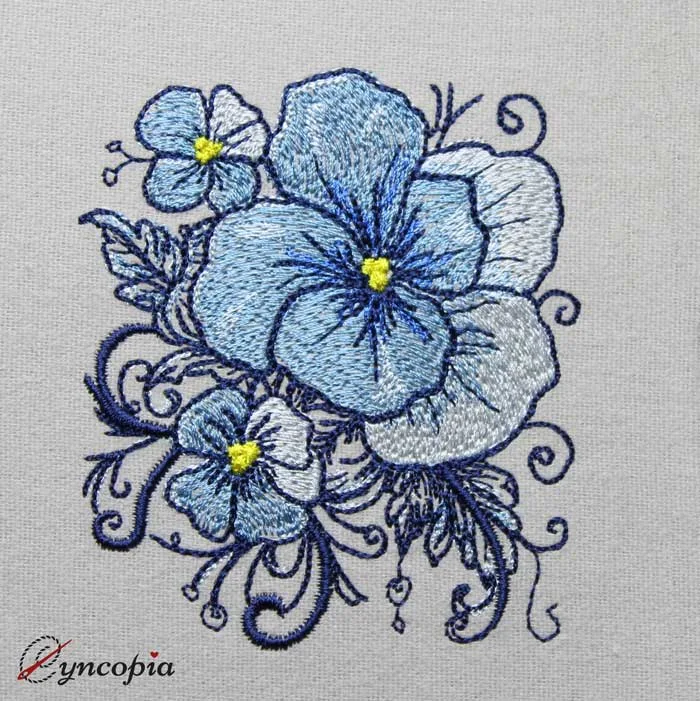 Embroidery Design Pansies fantasia