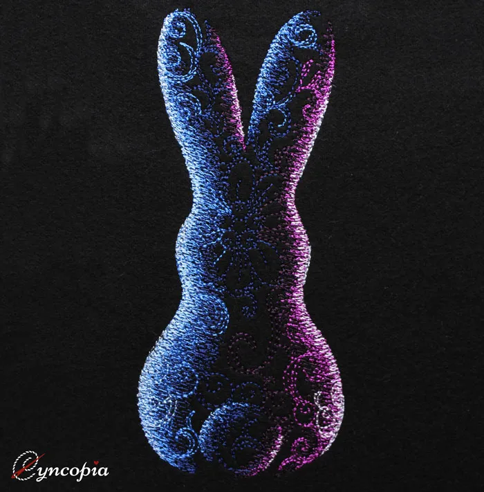 Embroidery Design Easter Bunny colorful on black
