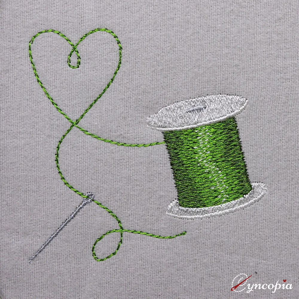 Embroidery Design Spool of Thread with Needle