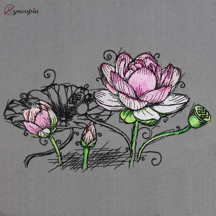 Embroidery Design Lotus Flower No 5
