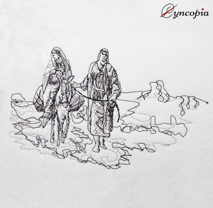 Stickdatei Maria und Josef unterwegs scribble