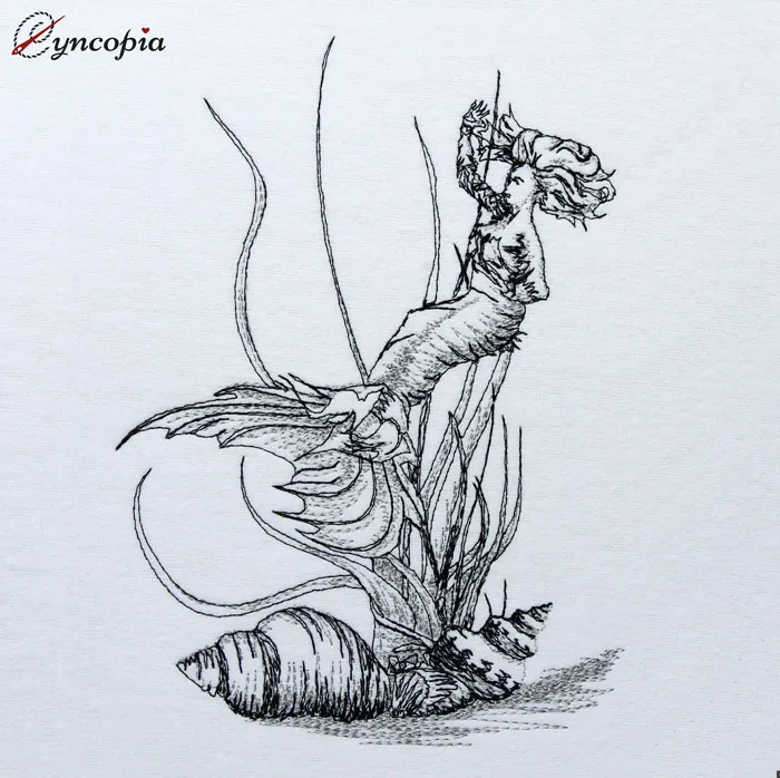 Stickdatei Meerjungfrau mit Muscheln scribble