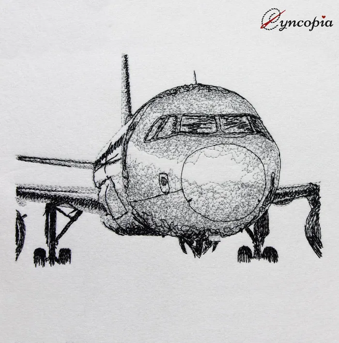 Stickdatei Flugzeugfront scribble