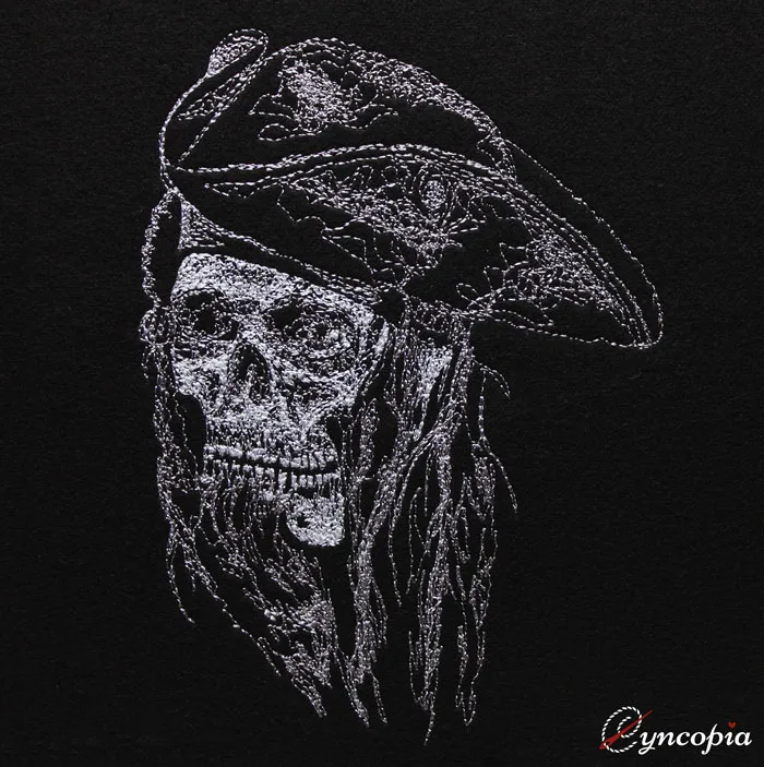 Stickdatei Totenkopf Gruseliger Pirat scribble