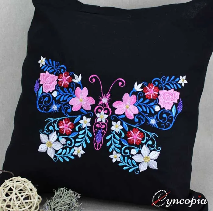 Embroidery Design Flower Ornament Butterfly