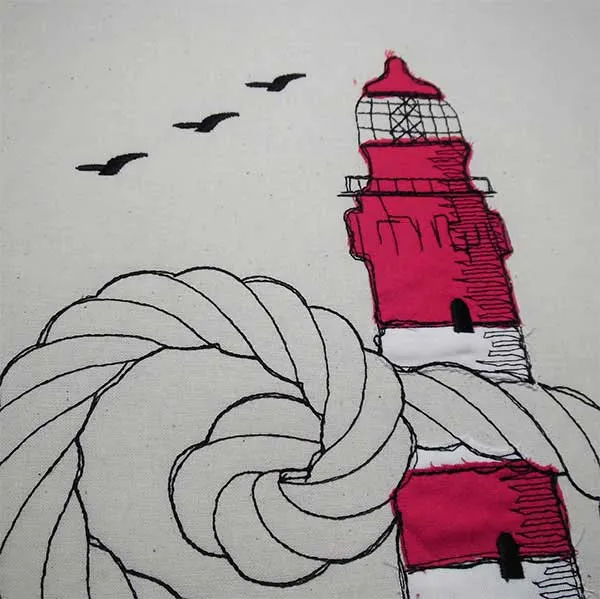 Embroidery Design Amrum Lighthouse Doodle