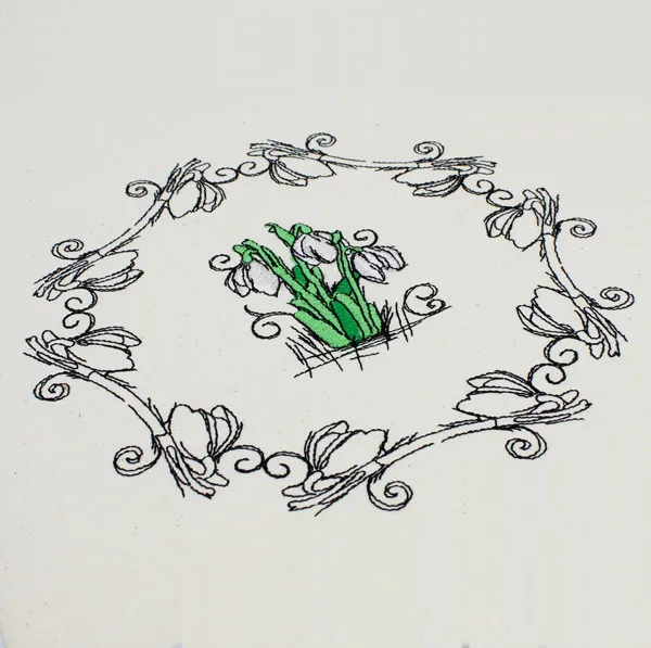 Embroidery Design Snowdrops Romantic Set