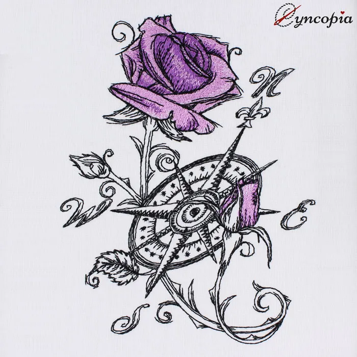 Embroidery Design Wind Rose Romantic 