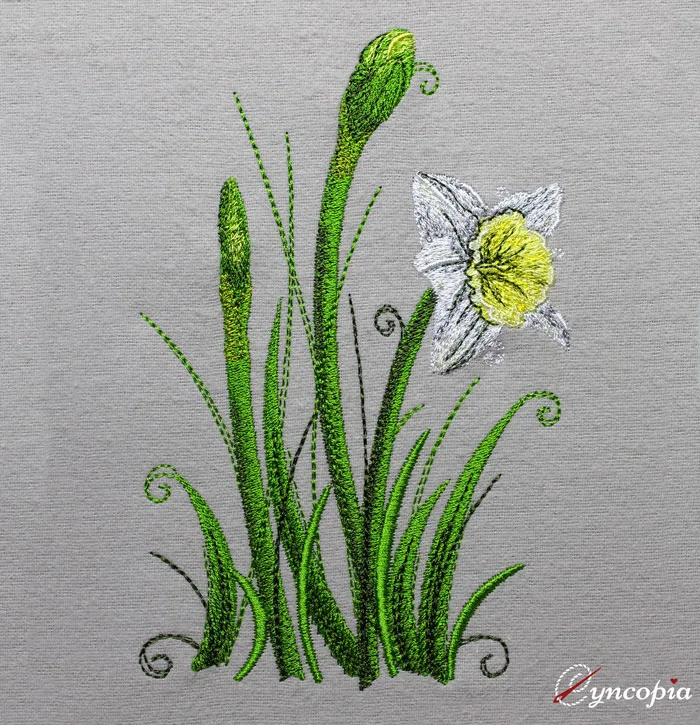 Embroidery Design Daffodils Ensemble classic