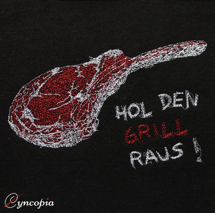 Stickdatei Steak Grillen scribble