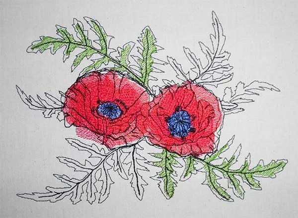 Embroidery Design Poppy Summer