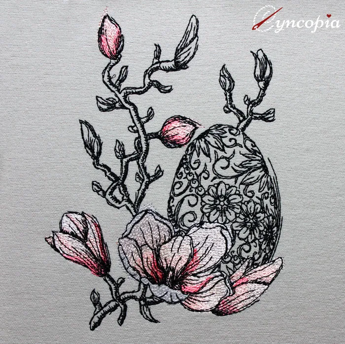 Embroidery Design Magnolia Easter Egg romantic
