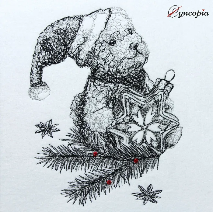 Stickdatei Weihnachtlicher Teddybär scribble
