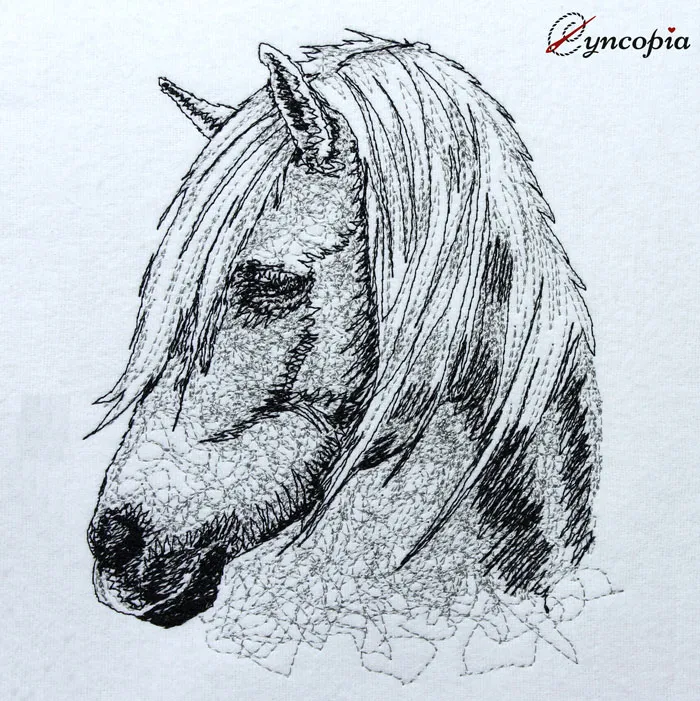 Stickdatei Pferd Haflinger scribble