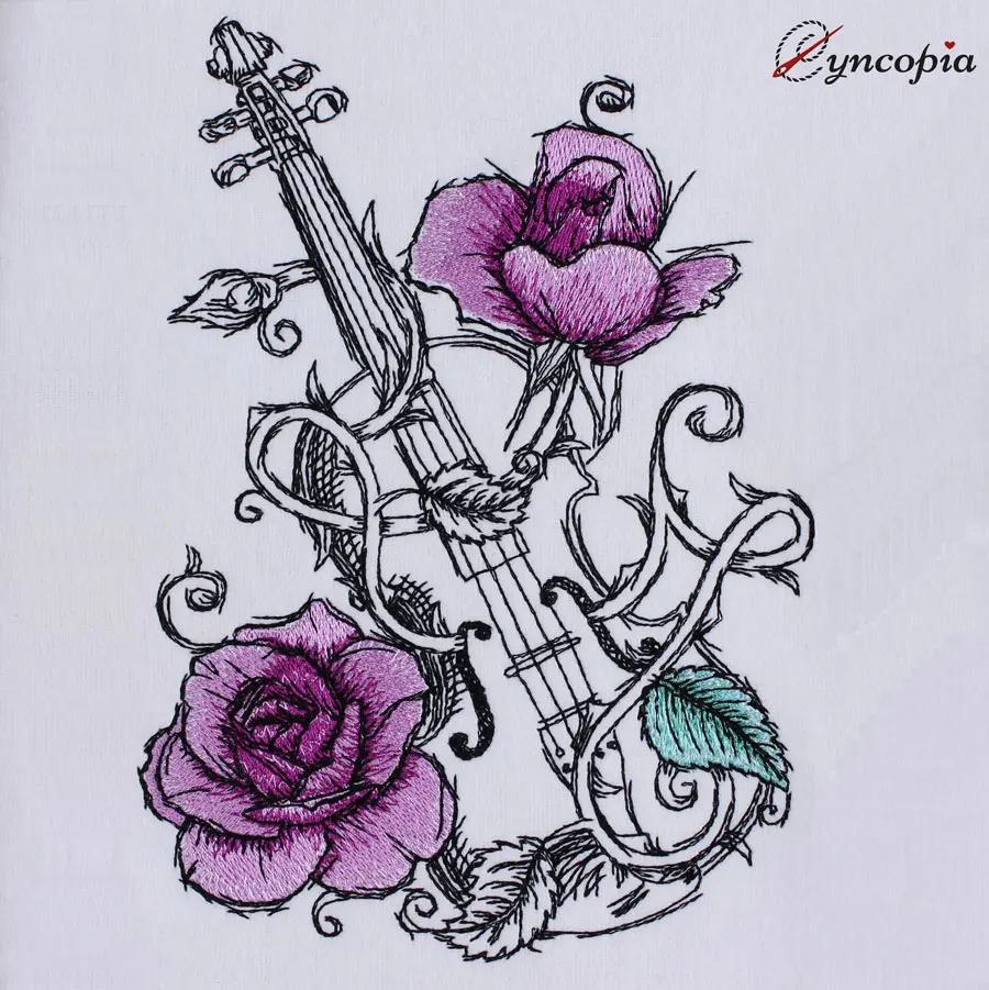 Stickdatei Violine Rose romantic